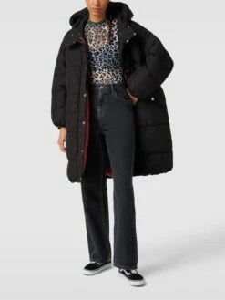 Edc By Esprit Steppmantel Mit Abnehmbarer Kapuze - Schwarz