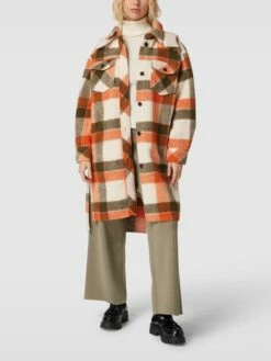 S.Oliver RED LABEL Mantel Mit Abnehmbarer Kapuze Modell 'Check' - Orange