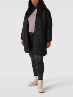 KAFFE Curve PLUS SIZE Steppmantel Mit Stehkragen Modell 'KCLISANNA COAT' - Schwarz