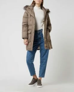 Cream Steppmantel Mit Wattierung Modell 'Wildnor' - Taupe