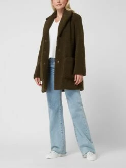 White Label Mantel Aus Teddyfell - Khaki