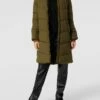 Pieces Steppmantel Mit Eingrifftaschen Modell 'LONG PUFFER' - Olivgrün