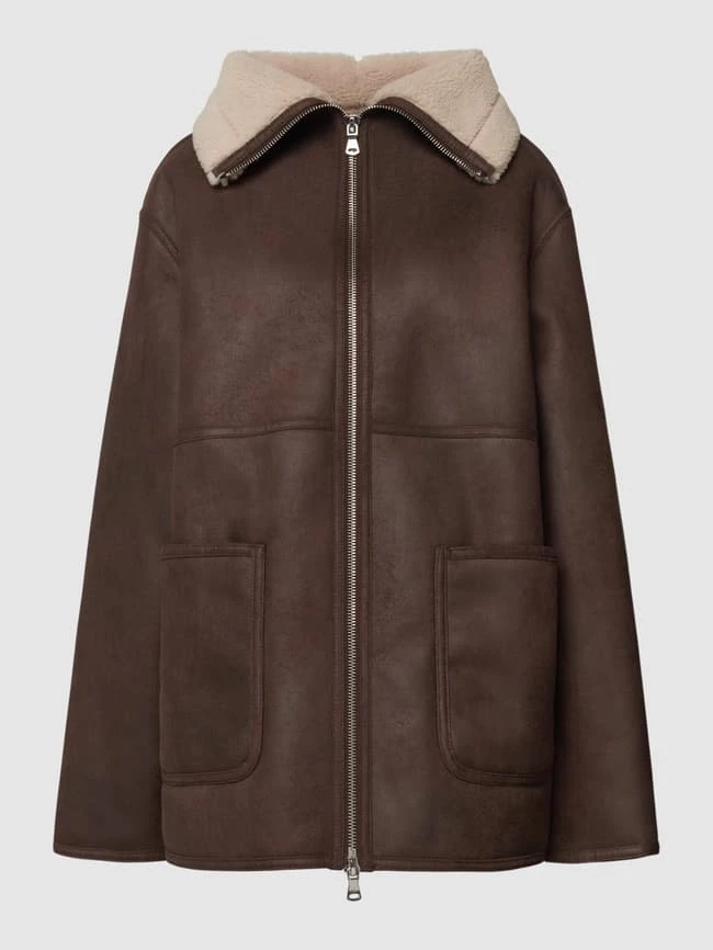 Mango Mantel Mit Teddyfell-Kragen Modell 'RULO' - Mittelbraun 2 Mango Mantel Mit Teddyfell-Kragen Modell 'RULO' - Mittelbraun – Bild 2