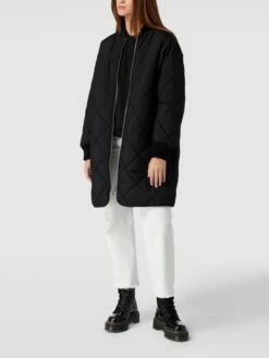 Marc O'Polo Denim Steppmantel Mit Label-Detail - Schwarz