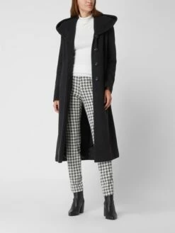 Milo Coats Wollmantel Mit Kapuze Modell 'Nella' - Anthrazit Meliert