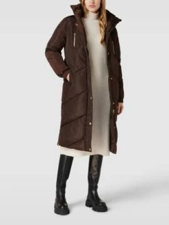 Kaffe Steppmantel Mit Stehkragen - Dunkelbraun