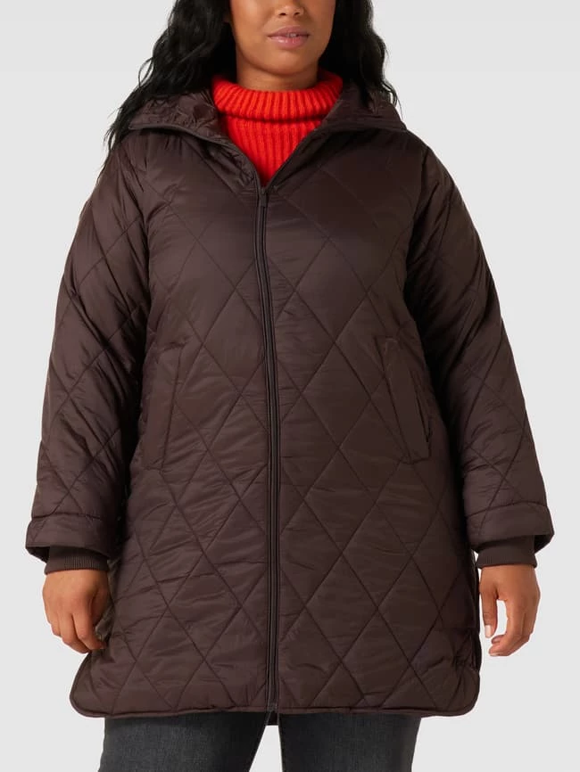 KAFFE Curve PLUS SIZE Steppmantel Mit Stehkragen Modell 'KCLISANNA COAT' - Dunkelbraun 4 KAFFE Curve PLUS SIZE Steppmantel Mit Stehkragen Modell 'KCLISANNA COAT' - Dunkelbraun – Bild 4