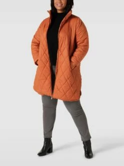 KAFFE Curve PLUS SIZE Steppmantel Mit Stehkragen Modell 'KCLISANNA COAT' - Rostrot