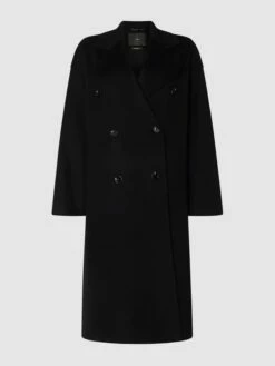 Mango Mantel Mit Reverskragen Und Woll-Anteil - Schwarz