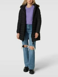 Superdry Steppmantel Mit Kunstpelzkragen Modell 'SUPER' - Schwarz