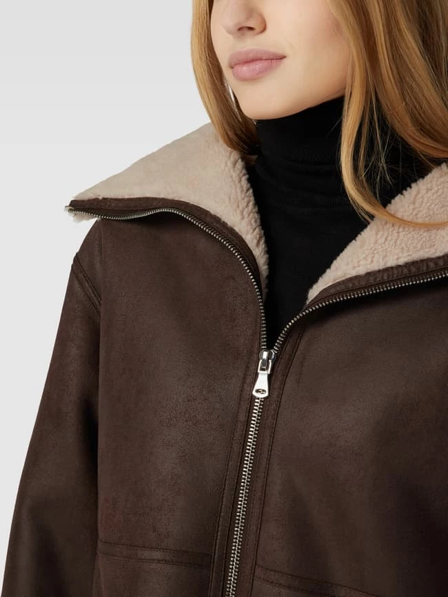 Mango Mantel Mit Teddyfell-Kragen Modell 'RULO' - Mittelbraun 3 Mango Mantel Mit Teddyfell-Kragen Modell 'RULO' - Mittelbraun – Bild 3