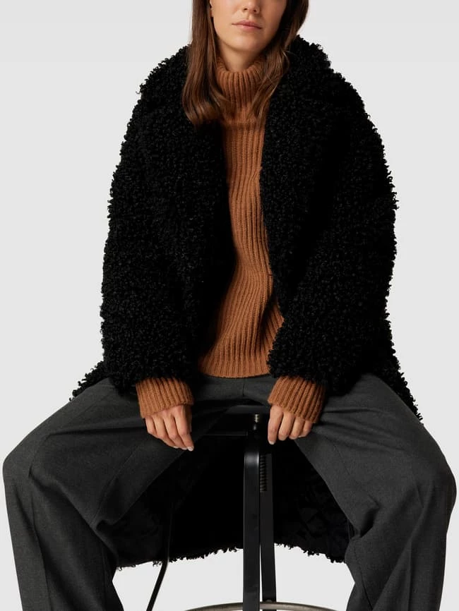 White Label Mantel In Teddyfell-Optik Modell 'Main' - Schwarz 3 White Label Mantel In Teddyfell-Optik Modell 'Main' - Schwarz – Bild 3