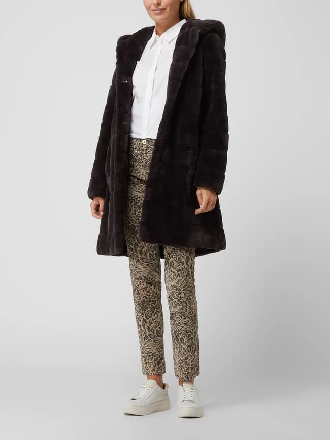 PETITE M. Mantel Aus Webpelz Mit Kapuze - Anthrazit 1 PETITE M. Mantel Aus Webpelz Mit Kapuze - Anthrazit