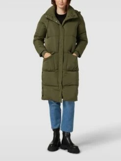 Kaffe Steppmantel Mit Abnehmbarer Kapuze Modell 'OUTDOOR' - Olivgrün