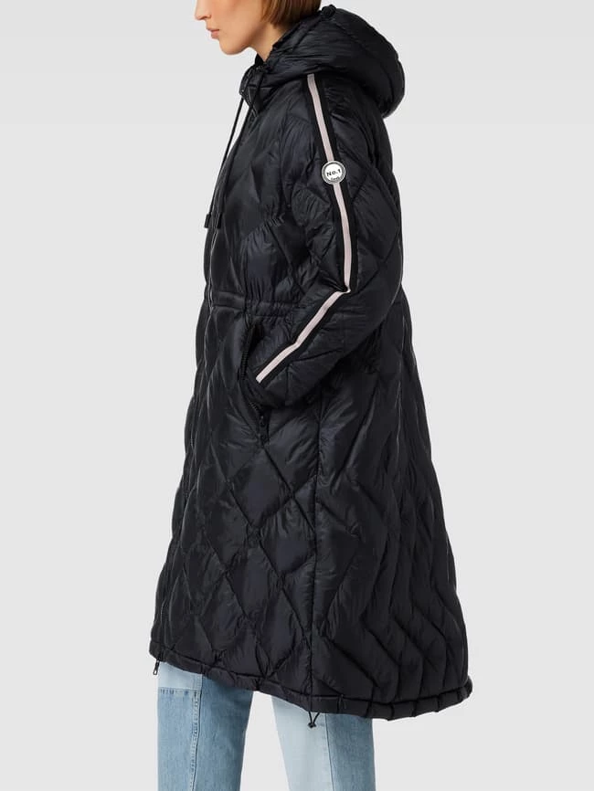 No.1 Como Steppmantel Mit Kontraststreifen - Schwarz 3 No.1 Como Steppmantel Mit Kontraststreifen - Schwarz – Bild 3