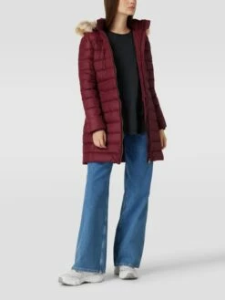 Tommy Jeans Daunenmantel In Stepp-Optik Modell 'TJW ESSENTIAL HOODED DOWN' - Bordeaux Rot