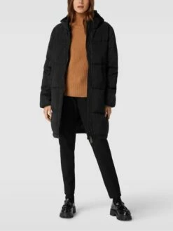 Kaffe Steppmantel Mit Label-Patch Modell 'Kalenoma' - Schwarz