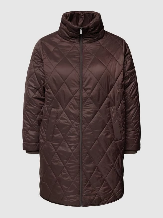 KAFFE Curve PLUS SIZE Steppmantel Mit Stehkragen Modell 'KCLISANNA COAT' - Dunkelbraun 2 KAFFE Curve PLUS SIZE Steppmantel Mit Stehkragen Modell 'KCLISANNA COAT' - Dunkelbraun – Bild 2