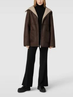 Mango Mantel Mit Teddyfell-Kragen Modell 'RULO' - Mittelbraun