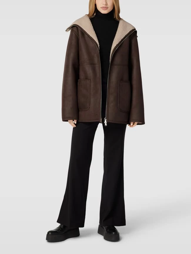 Mango Mantel Mit Teddyfell-Kragen Modell 'RULO' - Mittelbraun 1 Mango Mantel Mit Teddyfell-Kragen Modell 'RULO' - Mittelbraun