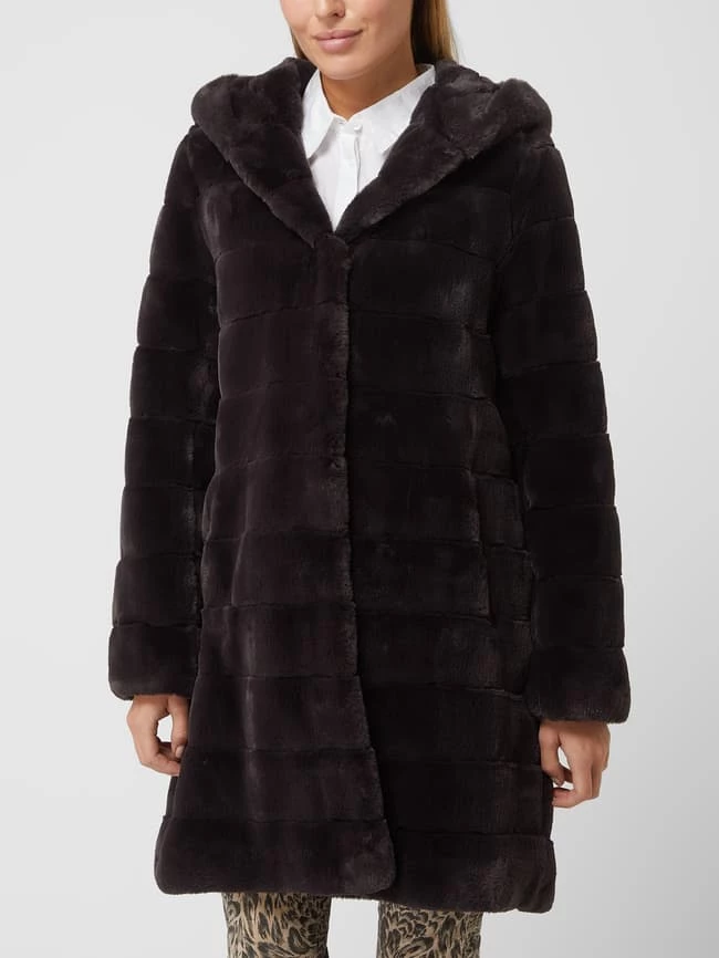 PETITE M. Mantel Aus Webpelz Mit Kapuze - Anthrazit 4 PETITE M. Mantel Aus Webpelz Mit Kapuze - Anthrazit – Bild 4