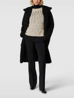 BOSS Casualwear Mantel In Teddyfell-Optik - Schwarz