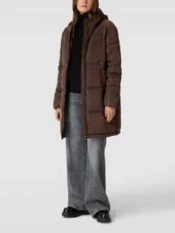 Kaffe Steppmantel Mit Label-Patch Modell 'Kalenoma' - Dunkelbraun