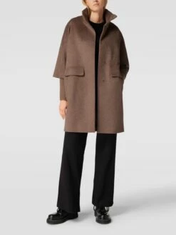 Comma Mantel Mit Label-Applikation - Taupe
