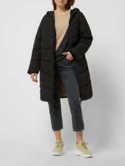 Nümph Steppmantel Mit Kapuze Modell 'Nucurtis' - Schwarz