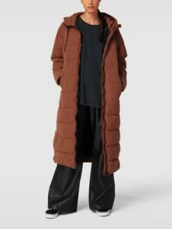 Q/S Designed By Steppmantel Mit Kapuze - Cognac