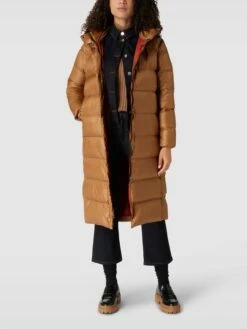 Blauer Usa Mantel Mit Label-Details - Camel