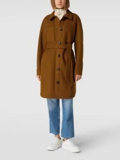 Montego Mantel Mit Umlegekragen - Mittelbraun