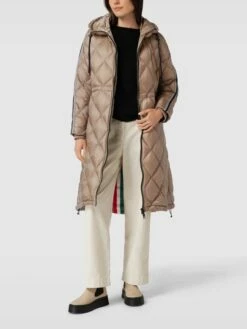 No.1 Como Steppmantel Mit Kontraststreifen - Beige