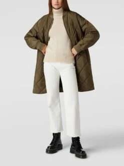 Marc O'Polo Denim Steppmantel Mit Label-Detail - Khaki