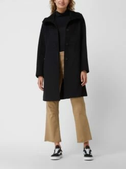 Esprit Collection Wollmantel Mit Reißverschlusstaschen - Schwarz