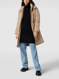 Pieces Steppmantel Mit Eingrifftaschen Modell 'LONG PUFFER' - Taupe