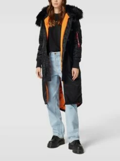 Alpha Industries Parka Mit Label-Applikation Modell 'FISHTAIL' - Schwarz