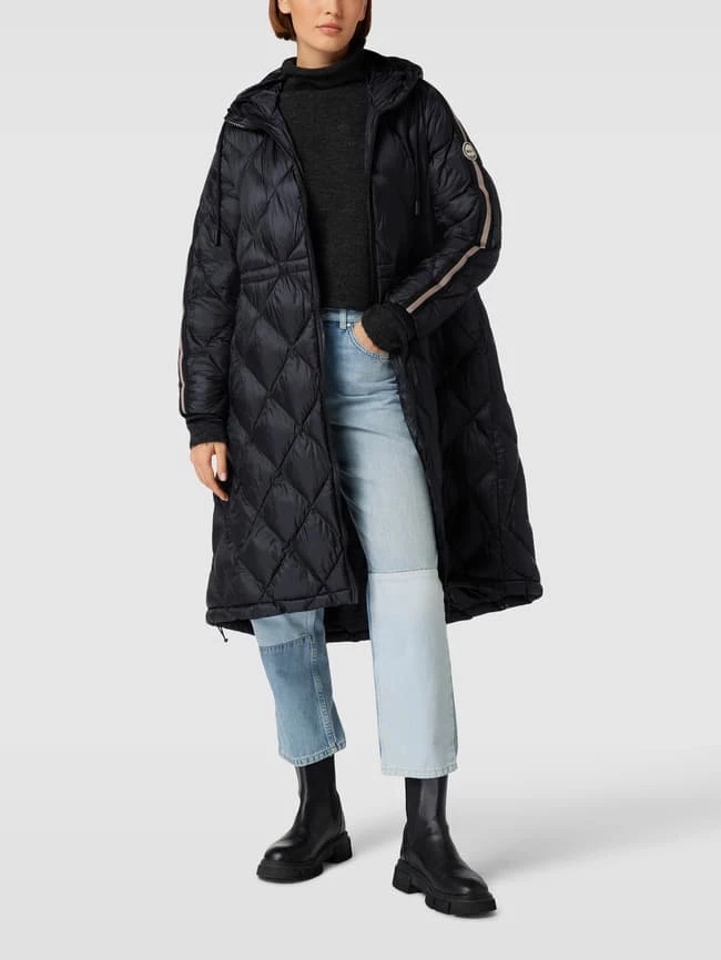 No.1 Como Steppmantel Mit Kontraststreifen - Schwarz 1 No.1 Como Steppmantel Mit Kontraststreifen - Schwarz