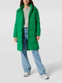 Pieces Steppmantel Mit Eingrifftaschen Modell 'LONG PUFFER' - Grün